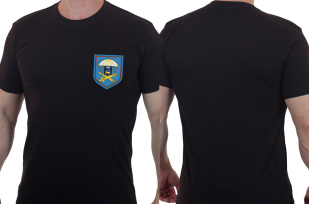  Черная мужская футболка с вышитым знаком Зенитный ракетный полк 76 ДШД - купить онлайн