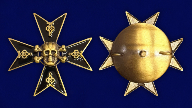 Знак 5 Гусарский Александрийский полк "Черные бессмертные гусары" на подставке 