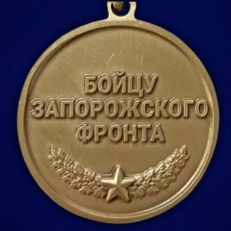 Медаль бойцу Запорожского фронта "За штурм Запорожья" в бархатистом футляре
