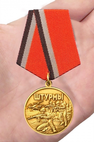 Медаль в память о специальной военной операции "Штурмы" в бархатистом футляре (37мм)