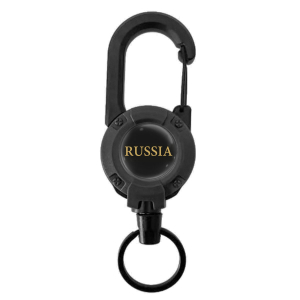 Ретрактор RUSSIA с карабином для телефона (Черный)
