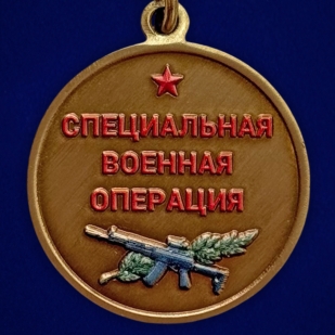 Медаль "За освобождение Запорожской области" СВО на подставке