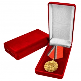 Медаль в память о специальной военной операции "Штурмы" в бархатистом футляре (37мм)