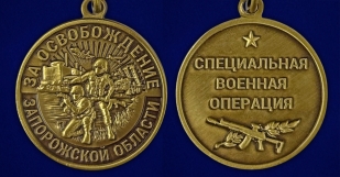 Наградная медаль "За освобождение Запорожской области" в футляре с прозрачной крышкой