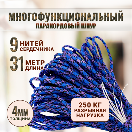 Универсальная паракордовая веревка 31 м (Blue Digital Camo) №100 Универсальная паракордовая веревка 31 м (Blue Digital Camo) №100