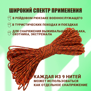Универсальная паракордовая веревка выживания 31 м (Fireball)