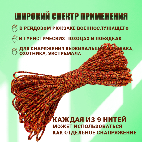 Универсальная паракордовая веревка выживания 31 м (Fireball) Универсальная паракордовая веревка выживания 31 м (Fireball)