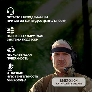 Армейская гарнитура zSelex TASC1 с кнопкой PTT U94 (черная)*
