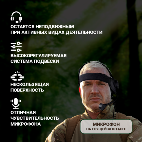 Армейская гарнитура zSelex TASC1 с кнопкой PTT U94 (черная)*