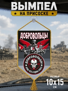 Автомобильный двусторонний вымпел в дизайне "Добровольцы"