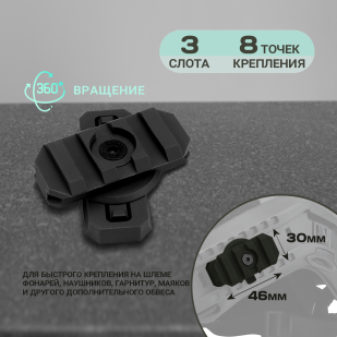 Слоты M-Lok на 3 шага Пикатинни для тактического шлема (черный), 2 шт