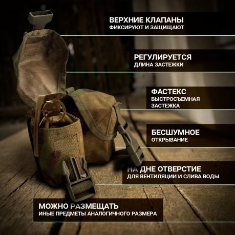 Подсумок под 2 гранаты (защитный камуфляж) Подсумок под 2 гранаты (защитный камуфляж)