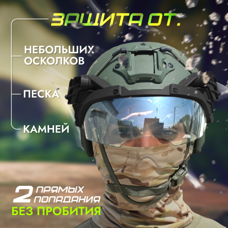 Откидные нашлемные флип очки с креплением (черные)