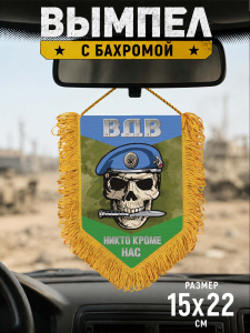 Наградной односторонний вымпел ВДВ с черепом "Никто кроме нас"