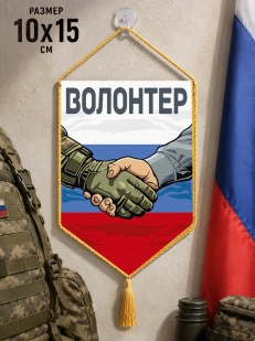 Автомобильный двусторонний вымпел "Волонтер"