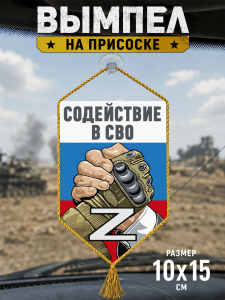 Автомобильный двусторонний вымпел "Содействие" для волонтеров