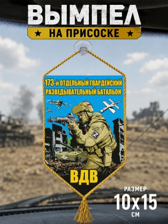 Автомобильный двусторонний вымпел "173 отдельный гв. разведывательный батальон ВДВ"