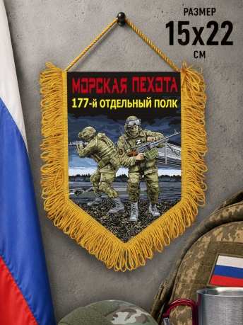 Подарочный односторонний вымпел "177 отдельный полк" Морская пехота Подарочный односторонний вымпел "177 отдельный полк" Морская пехота