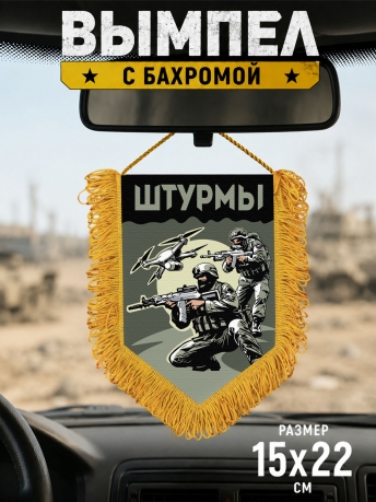 Подарочный односторонний вымпел "Штурмы" с бахромой