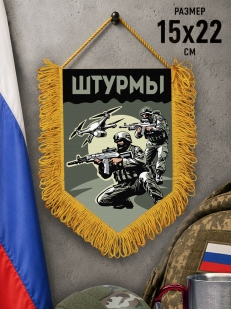 Подарочный односторонний вымпел "Штурмы" с бахромой
