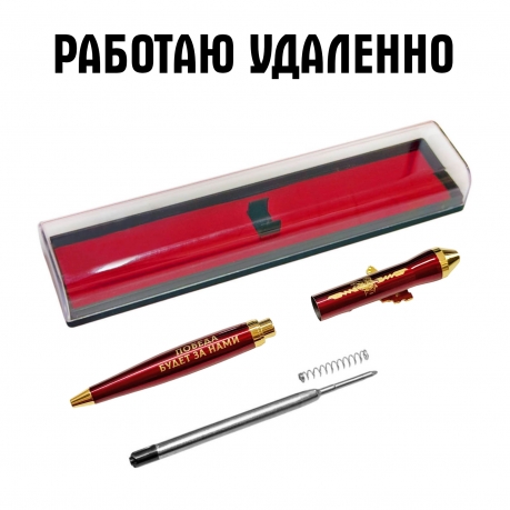 Подарочная ручка "Работаю удаленно" с автоматом в футляре Подарочная ручка "Работаю удаленно" с автоматом в футляре