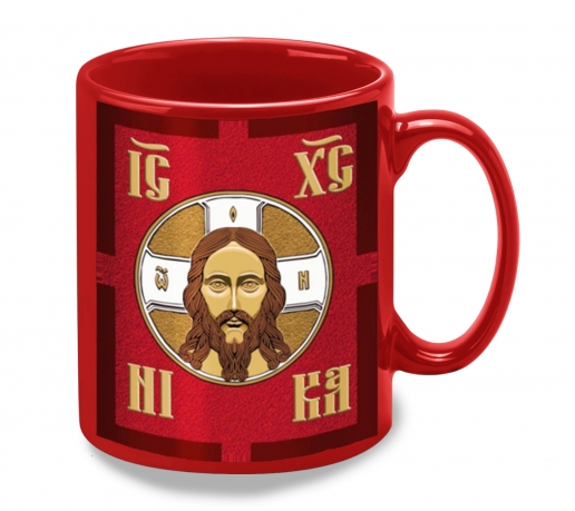 Красная керамическая кружка "Хоругвь"