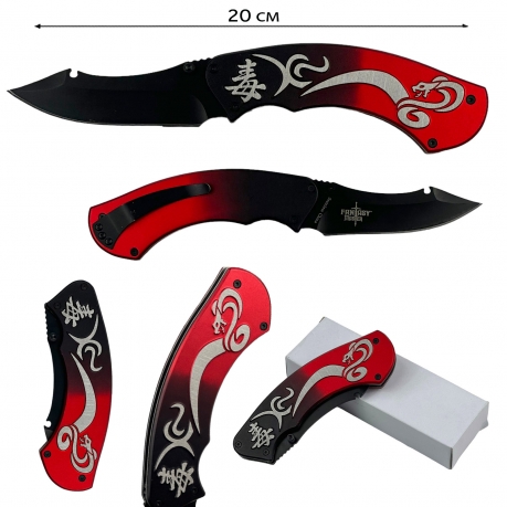 Стальной нож с японской символикой 