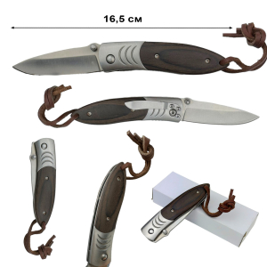 Туристический складной нож Fox Knives F-70 с темляком из кожи