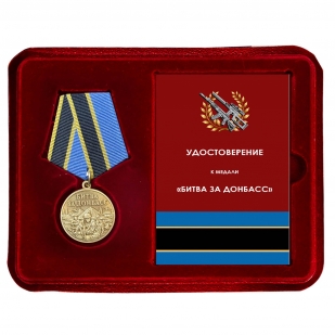 Памятная медаль "Битва за Донбасс" в футляре с прозрачной крышкой