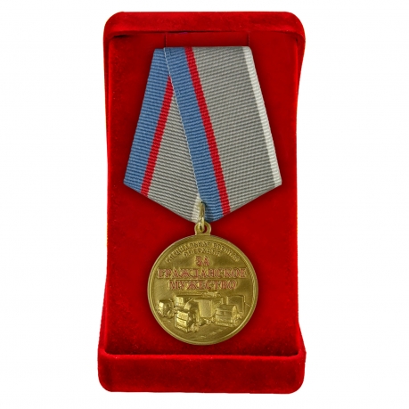 Медаль "За гражданское мужество" Участнику гуманитарных конвоев СВО в бархатистом футляре