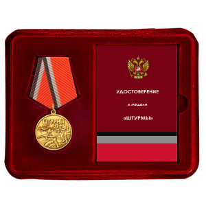 Медаль в память о специальной военной операции "Штурмы" в наградном футляре (37мм)