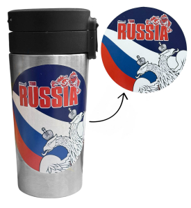 Термокружка "RUSSIA" с виниловой наклейкой 
