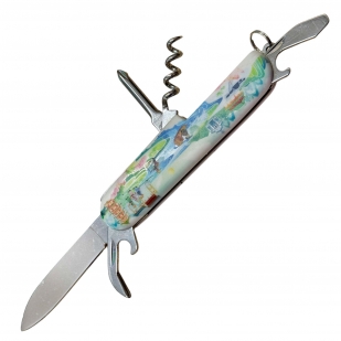 Туристический нож мультитул 5-в-1 (нож 60мм, штопор, отвертка, открывалка, консервный нож)