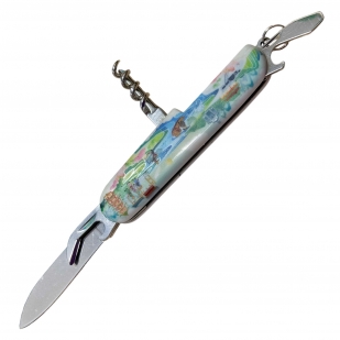 Туристический нож мультитул 5-в-1 (нож 60мм, штопор, отвертка, открывалка, консервный нож)