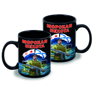 Черная керамическая кружка Морская пехота