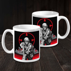 Белая керамическая кружка "Вагнер" с виниловой наклейкой