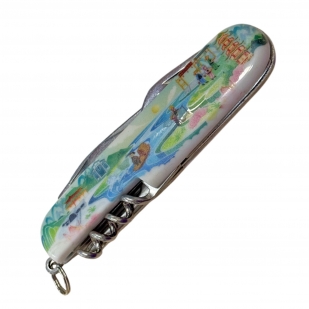 Туристический нож мультитул 5-в-1 (нож 60мм, штопор, отвертка, открывалка, консервный нож)