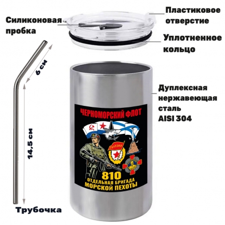 Термокружка с виниловой наклейкой 810-я ОБрМП Термокружка с виниловой наклейкой 810-я ОБрМП