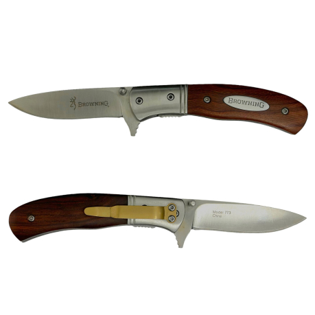 Брендовый складной нож Browning с рукояткой из дерева