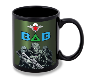 Черная керамическая кружка "ВДВ" с виниловой наклейкой 