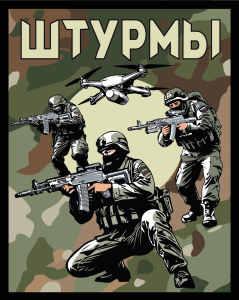 Камуфляжный вышитый шеврон "Штурмы" (10х8см; Мультикам)
