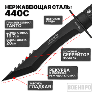 Военный нож Columbia No 399 с широкой гардой