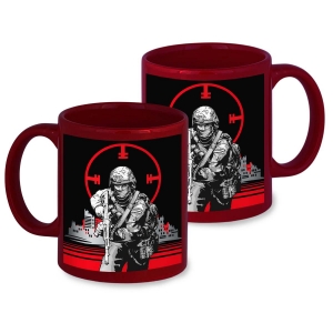 Бордовая керамическая кружка "Вагнер" с виниловой наклейкой