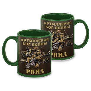 Зеленая керамическая кружка РВиА "Артиллерия Бог войны" Z