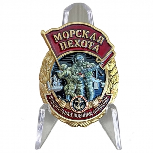 Знак участника СВО "Морская пехота" на подставке