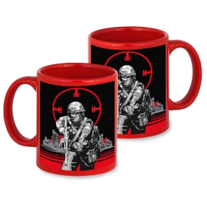 Красная керамическая кружка "Вагнер" с виниловой наклейкой