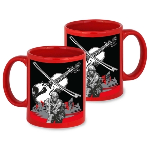 Красная керамическая кружка "Скрипка Вагнера" с виниловой наклейкой