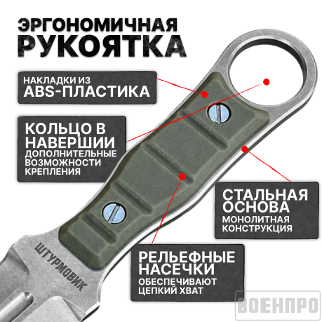 Универсальный нож скрытого ношения "Штурмовик"(клинок 65 мм,рукоять хаки ) Универсальный нож скрытого ношения "Штурмовик"(клинок 65 мм,рукоять хаки )