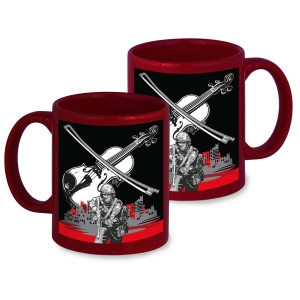 Бордовая керамическая кружка "Скрипка Вагнера" с виниловой наклейкой