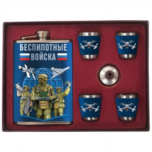 Подарочный набор "Беспилотные войска" с фляжкой и стопками